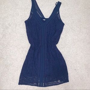 Navy blue dress with lace detailing
